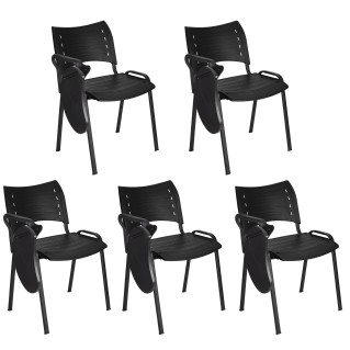 Lote de 5 sillas de confidente ELVA CON PALA, patas negras y color negro