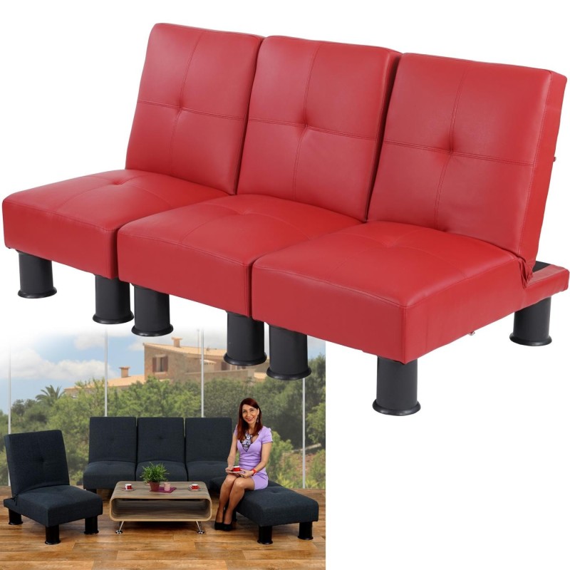 Sofá modular de 3 plazas CARLO, en piel color negro