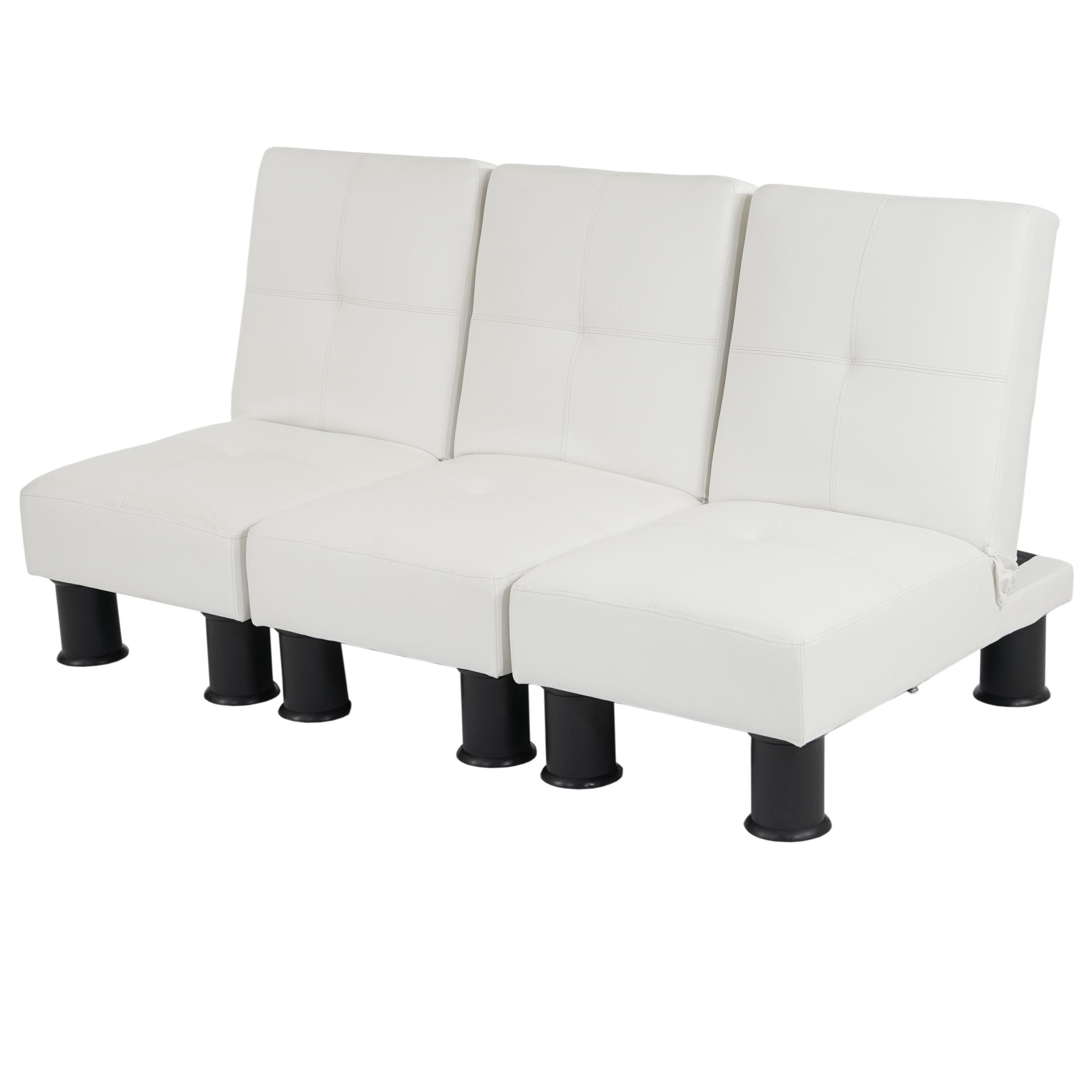 Sofá Modular 3 Piezas CARLO, Muy Versátil y Cómodo, en Piel, Color Negro
