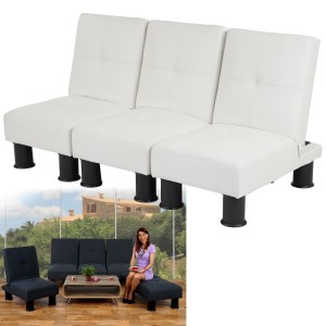 Sofá modular de 3 plazas CARLO, en piel color negro