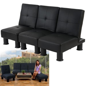 Sofá modular de 3 plazas CARLO, en piel color negro