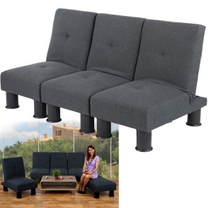 Sofá modular de 3 plazas CARLO, en piel color negro