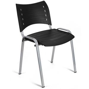 Silla de Confidente ELVA, apilable, Color Negro y Patas Grises