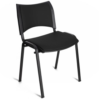 Silla de Confidente ROMEL PIEL con Patas Negras en Negro