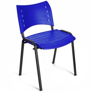 Silla de Confidente ELVA, apilable, Color Negro y Patas Negras