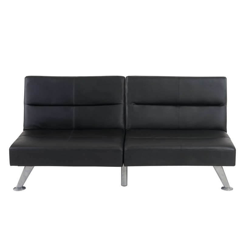 Sofá plegable de 3 plazas ROMEO, muy versátil y cómodo, en piel color negro