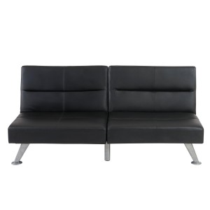 Sofá plegable de 3 plazas ROMEO, muy versátil y cómodo, en piel color negro