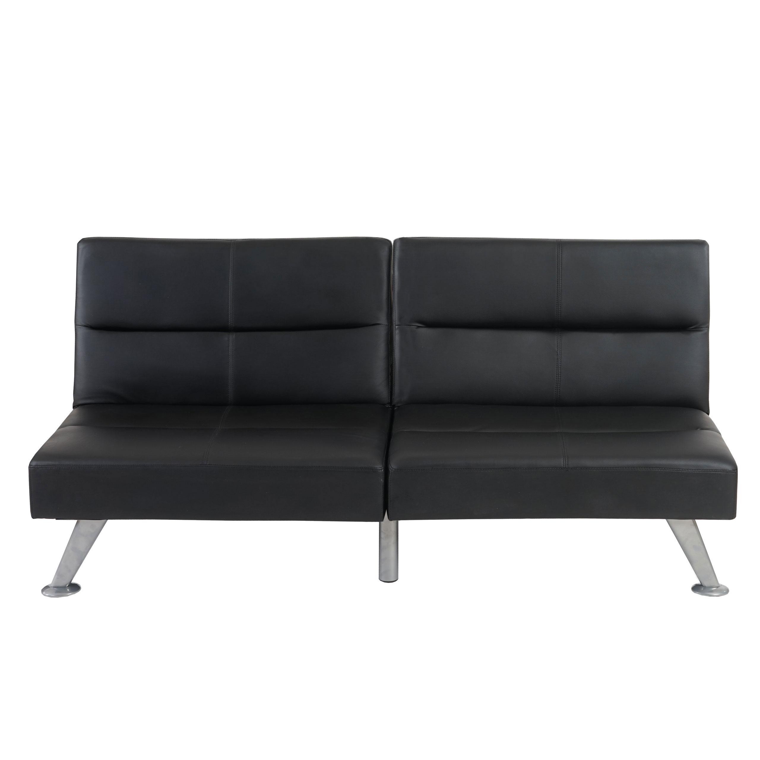 Sofá Plegable 3 Plazas ROMEO, Muy Versátil y Cómodo, En Piel, Color Negro
