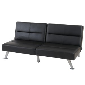 Sofá plegable de 3 plazas ROMEO, muy versátil y cómodo, en piel color negro