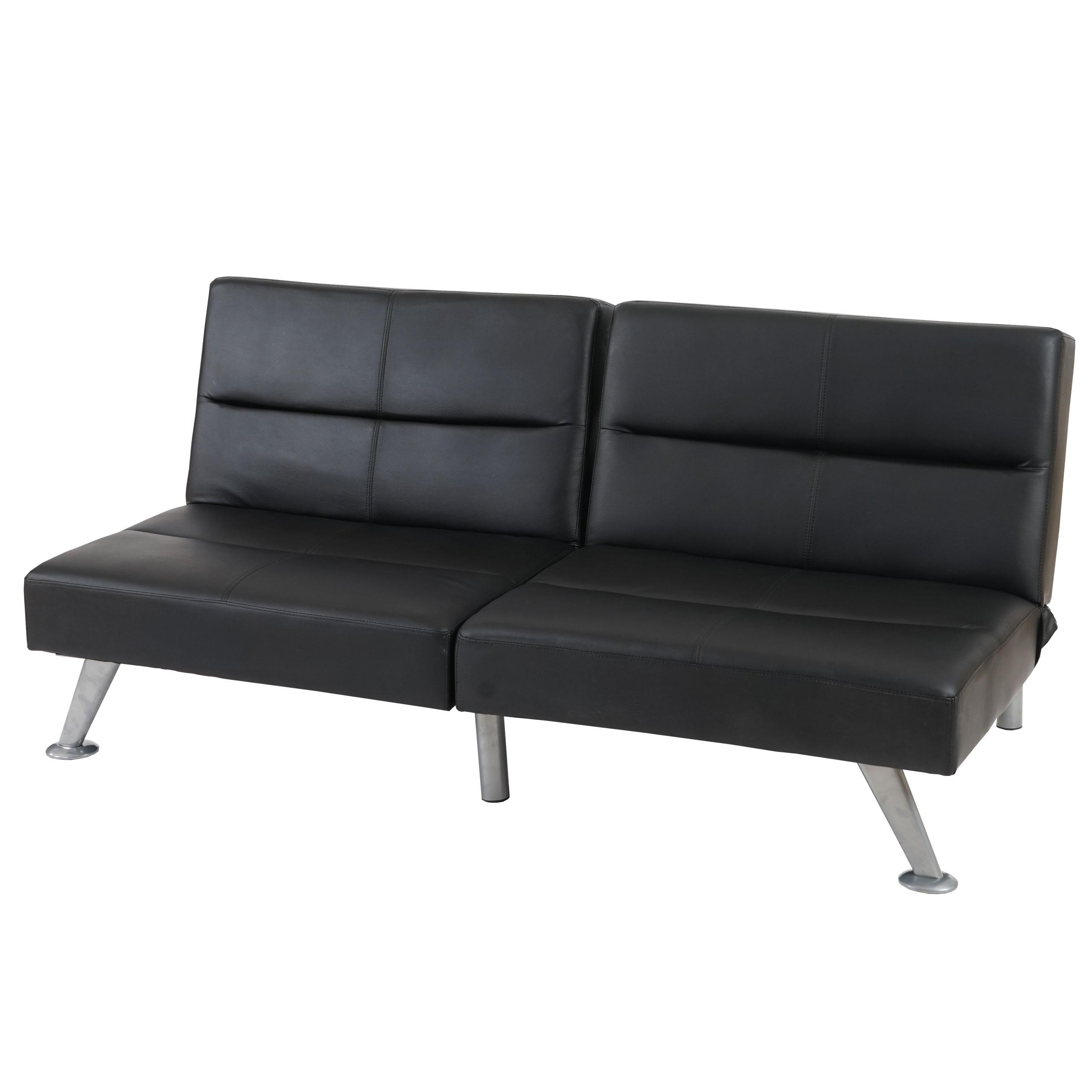 Sofá Plegable 3 Plazas ROMEO, Muy Versátil y Cómodo, En Piel, Color Negro