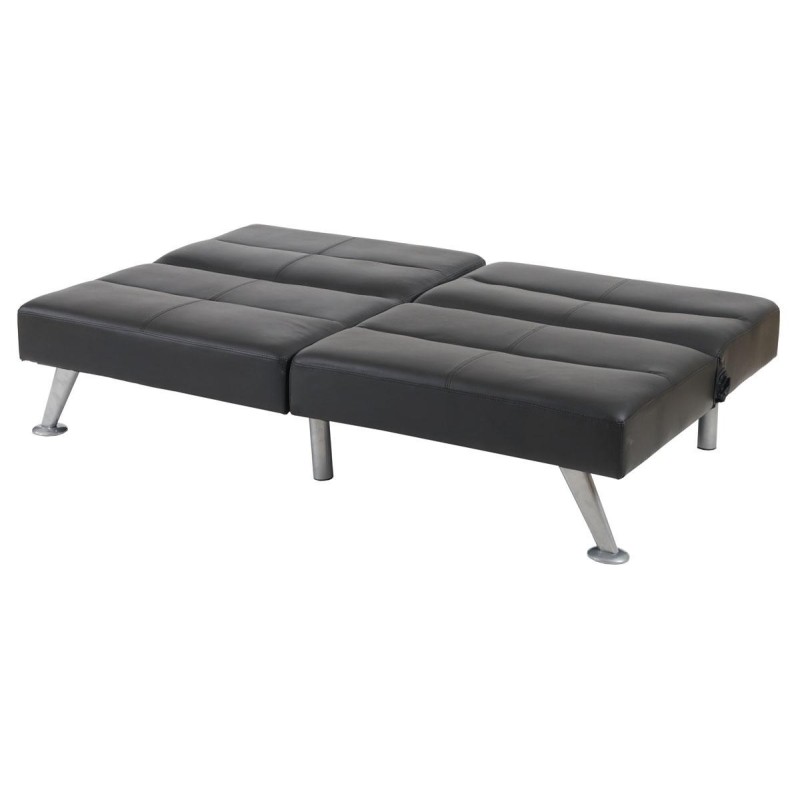 Sofá plegable de 3 plazas ROMEO, muy versátil y cómodo, en piel color negro