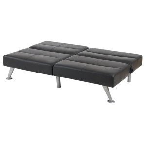Sofá plegable de 3 plazas ROMEO, muy versátil y cómodo, en piel color negro
