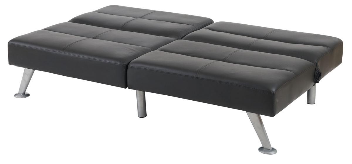 Sofá Plegable 3 Plazas ROMEO, Muy Versátil y Cómodo, En Piel, Color Negro