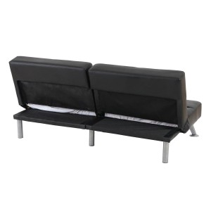 Sofá plegable de 3 plazas ROMEO, muy versátil y cómodo, en piel color negro