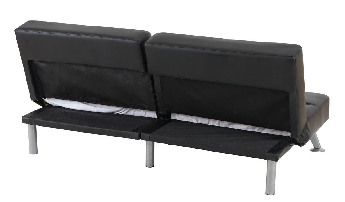 Sofá Plegable 3 Plazas ROMEO, Muy Versátil y Cómodo, En Piel, Color Negro