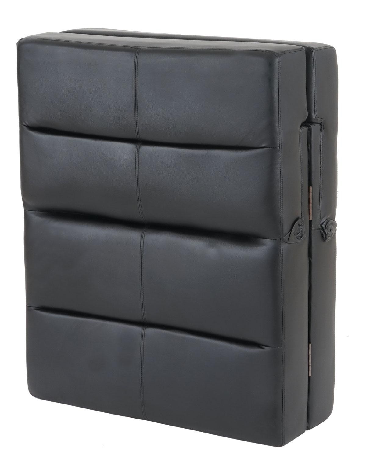 Sofá Plegable 3 Plazas ROMEO, Muy Versátil y Cómodo, En Piel, Color Negro