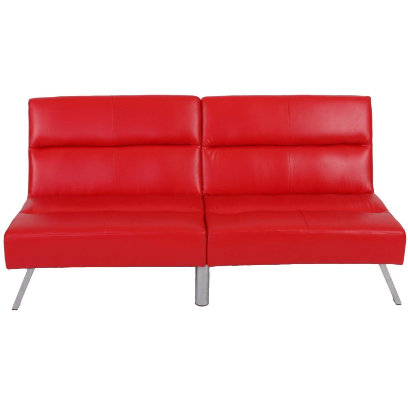 Sofá plegable de 3 plazas ROMEO, muy versátil y cómodo, en piel color negro