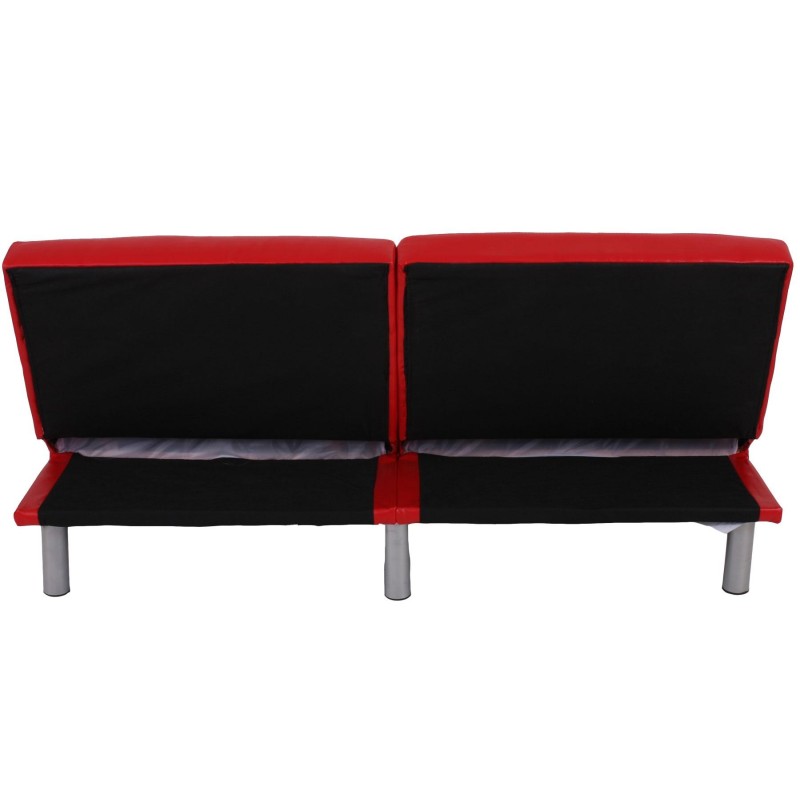 Sofá plegable de 3 plazas ROMEO, muy versátil y cómodo, en piel color negro