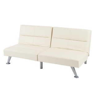 Sofá plegable de 3 plazas ROMEO, muy versátil y cómodo, en piel color negro
