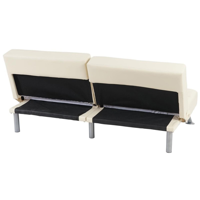 Sofá plegable de 3 plazas ROMEO, muy versátil y cómodo, en piel color negro