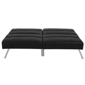 Sofá plegable de 3 plazas ROMEO, muy versátil y cómodo, en piel color negro