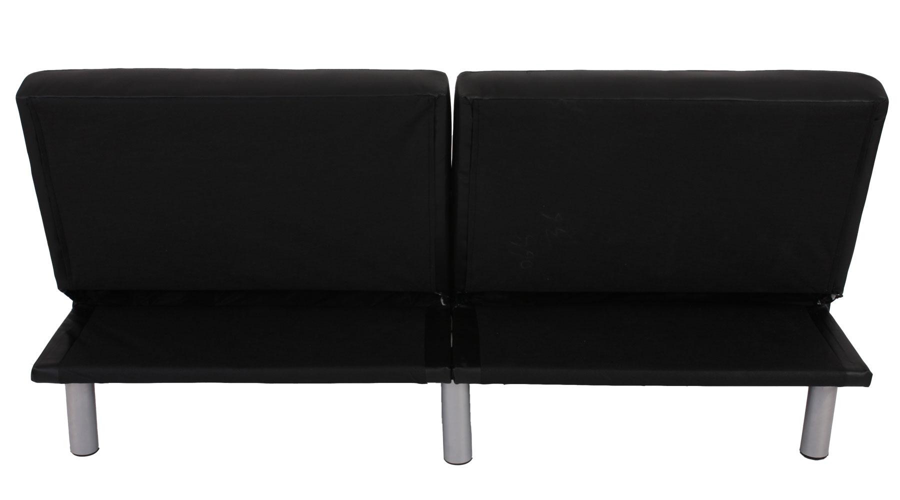Sofá Plegable 3 Plazas ROMEO, Muy Versátil y Cómodo, En Piel, Color Negro