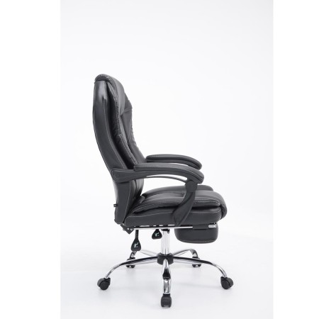 Sillón de Oficina CASTI, Reposapiés Extensible, en Piel color Negro