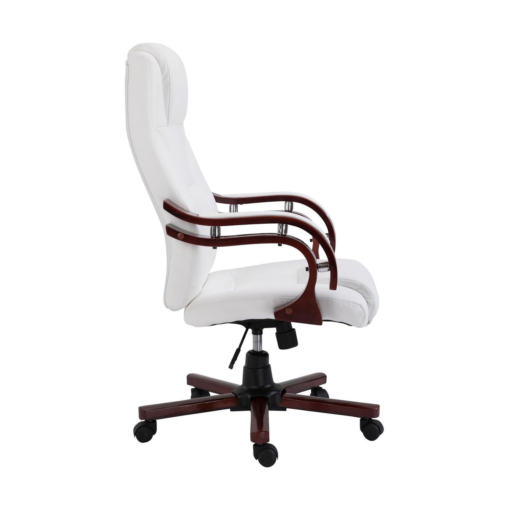 Sillón de oficina LIVERPOOL, gran acolchado y máximo confort, Diseño único en madera, en piel color negro