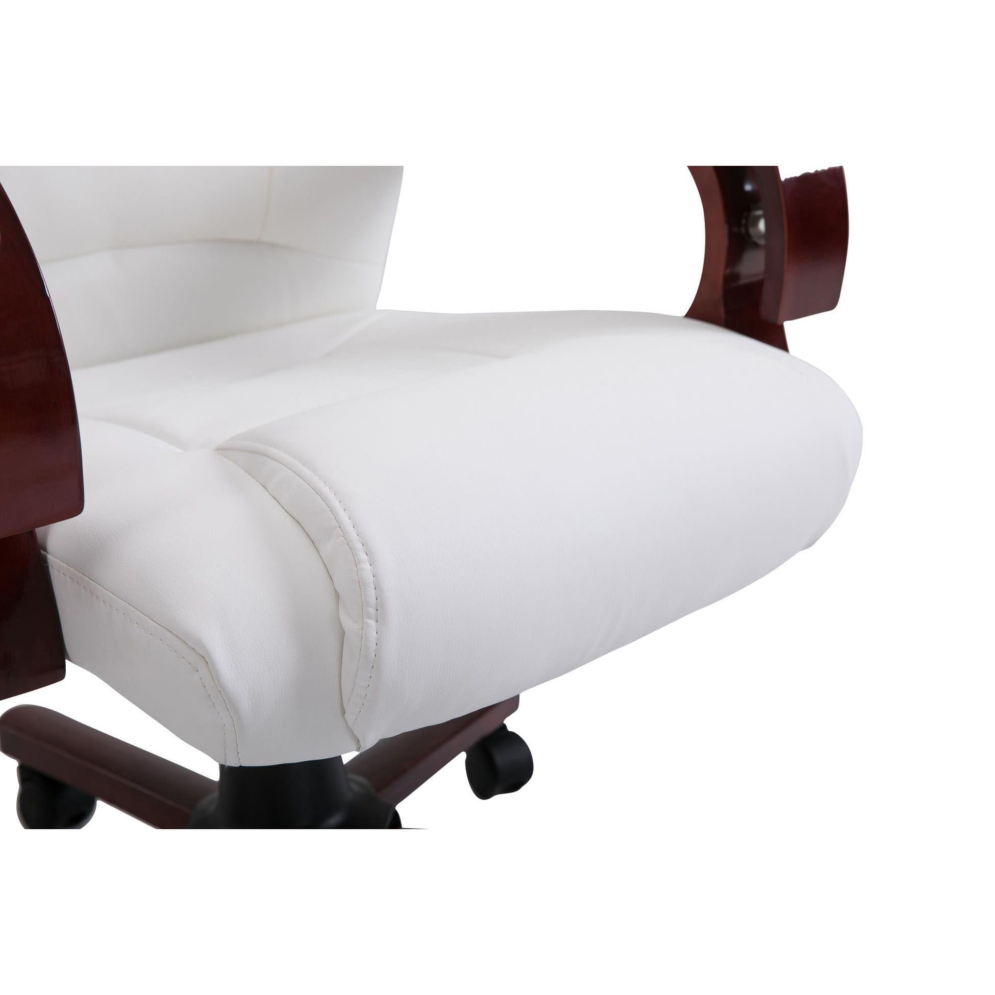 Sillón de oficina LIVERPOOL, gran acolchado y máximo confort, Diseño único en madera, en piel color negro