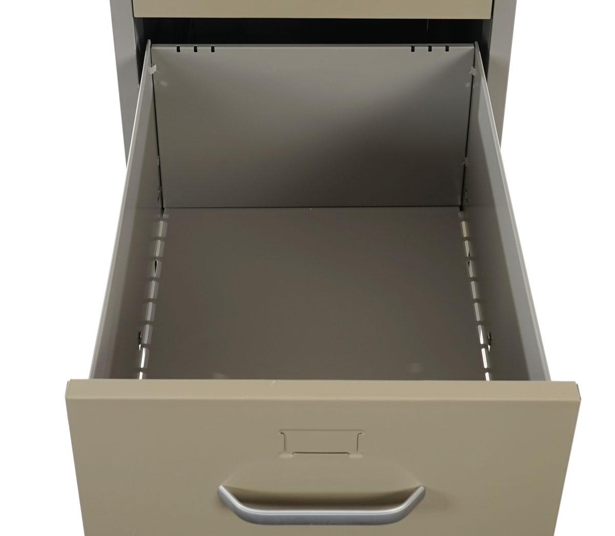 Archivador EDWIN 3 CAJONES (Asas), 103x46x62cm, Muy robusto, en Metal, Color Beige