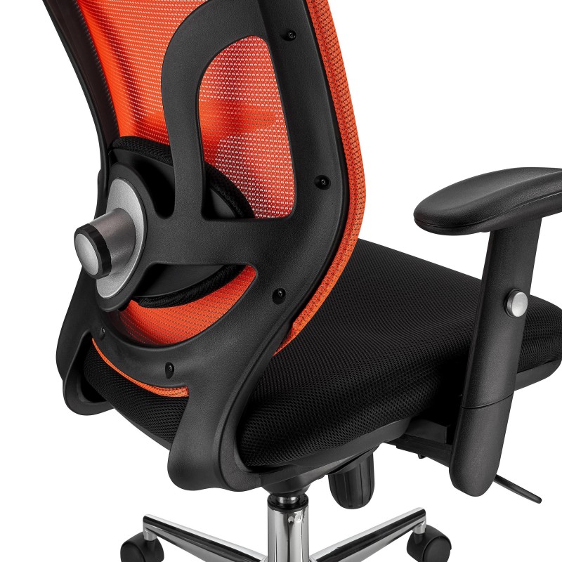 Silla de Oficina Ergonomica, LAMBO, con cabecero y soporte lumbar, en negro