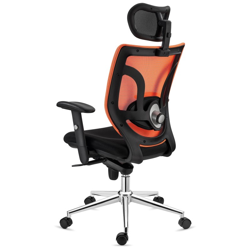Silla de Oficina Ergonomica, LAMBO, con cabecero y soporte lumbar, en negro