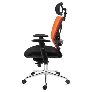 Silla de Oficina Ergonomica, LAMBO, con cabecero y soporte lumbar, en negro