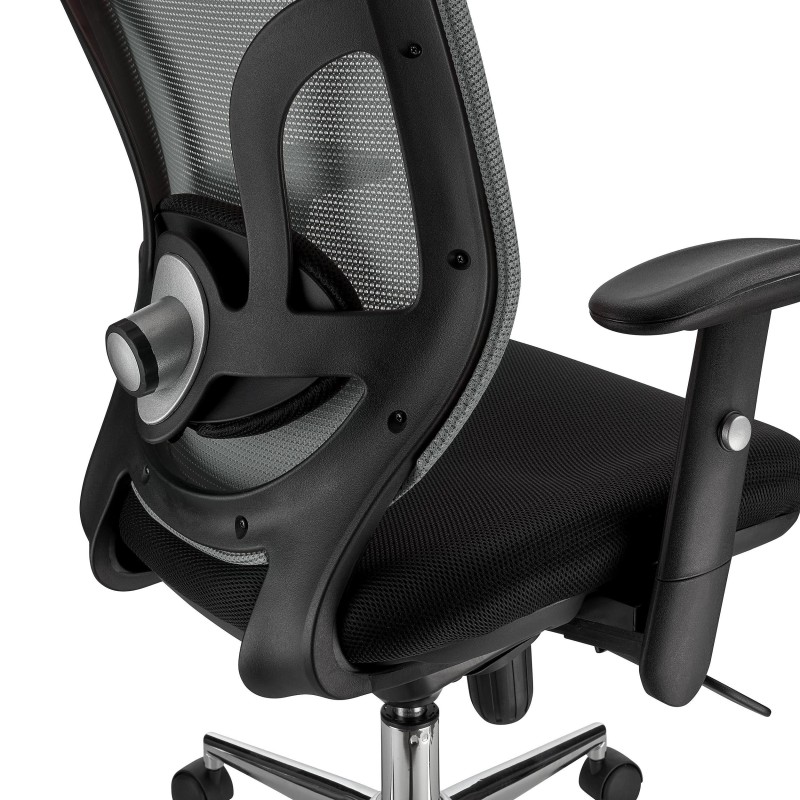 Silla de Oficina Ergonomica, LAMBO, con cabecero y soporte lumbar, en negro