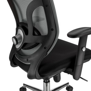 Silla de Oficina Ergonomica, LAMBO, con cabecero y soporte lumbar, en negro