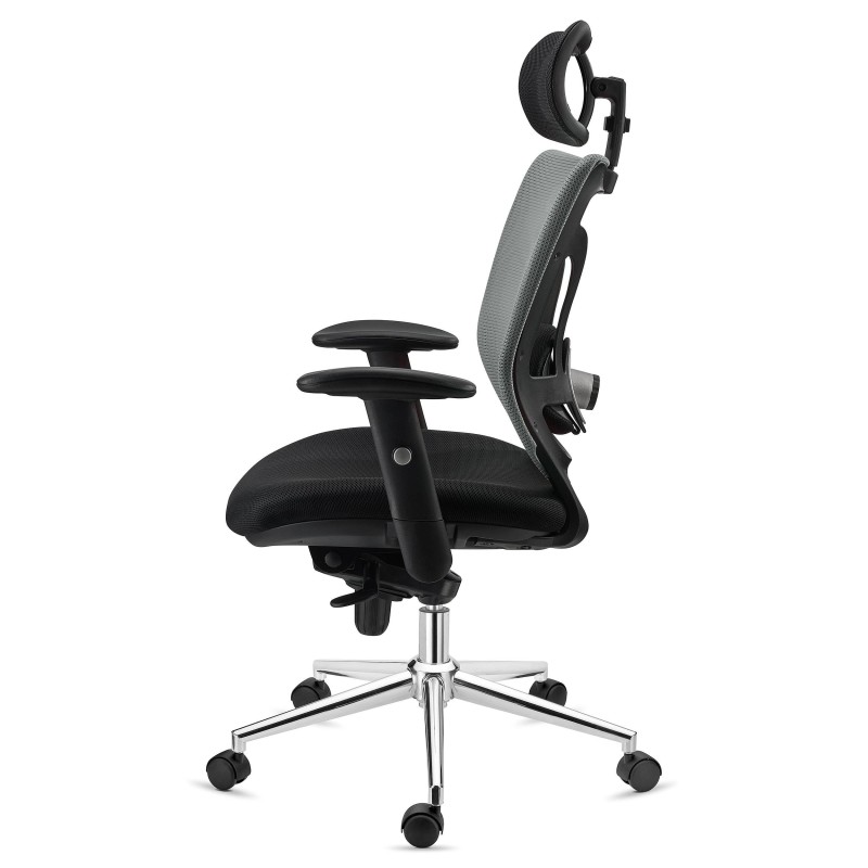 Silla de Oficina Ergonomica, LAMBO, con cabecero y soporte lumbar, en negro