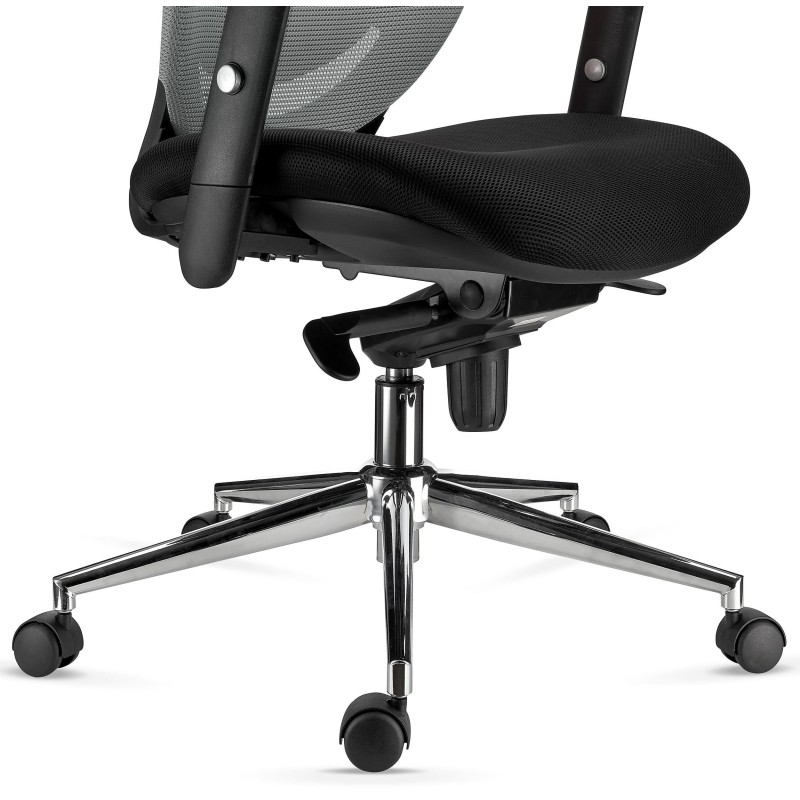 Silla de Oficina Ergonomica, LAMBO, con cabecero y soporte lumbar, en negro