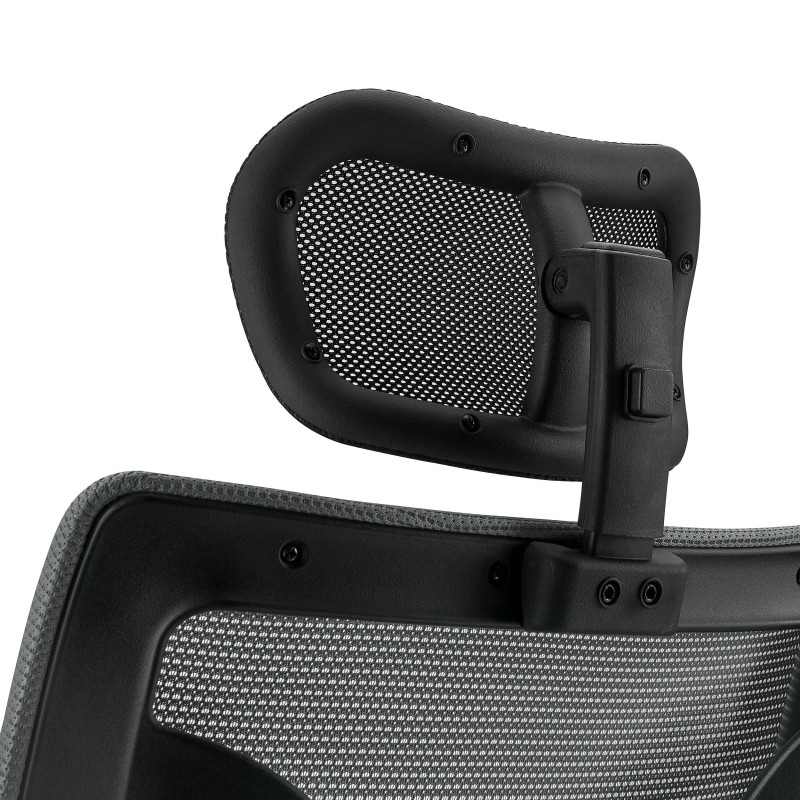Silla de Oficina Ergonomica, LAMBO, con cabecero y soporte lumbar, en negro