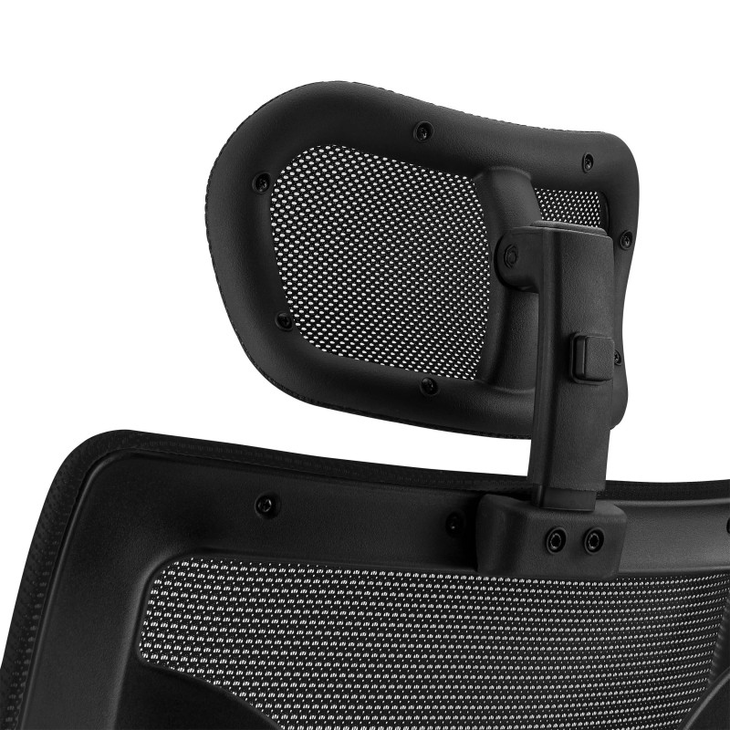Silla de Oficina Ergonomica, LAMBO, con cabecero y soporte lumbar, en negro