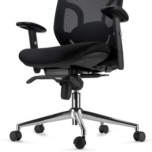 Silla de Oficina Ergonomica, LAMBO, con cabecero y soporte lumbar, en negro