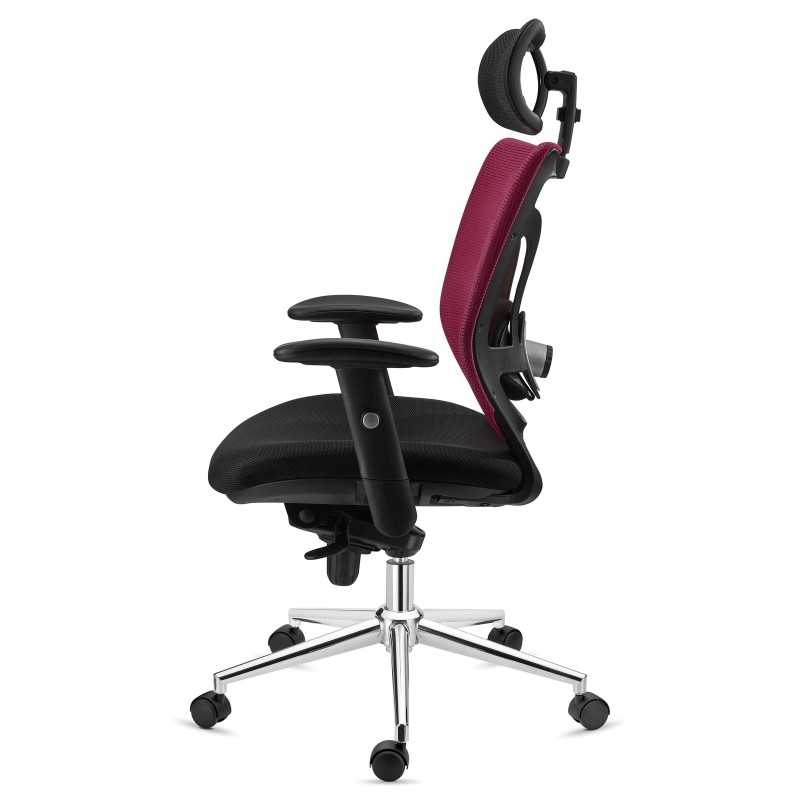 Silla de Oficina Ergonomica, LAMBO, con cabecero y soporte lumbar, en negro