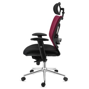 Silla de Oficina Ergonomica, LAMBO, con cabecero y soporte lumbar, en negro