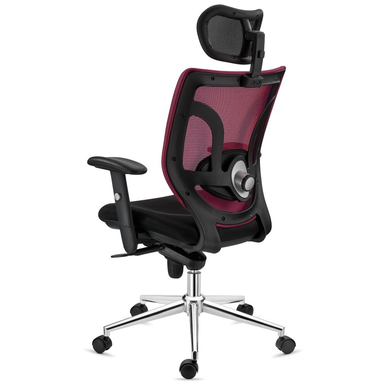 Silla de Oficina Ergonomica, LAMBO, con cabecero y soporte lumbar, en negro