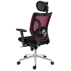 Silla de Oficina Ergonomica, LAMBO, con cabecero y soporte lumbar, en negro