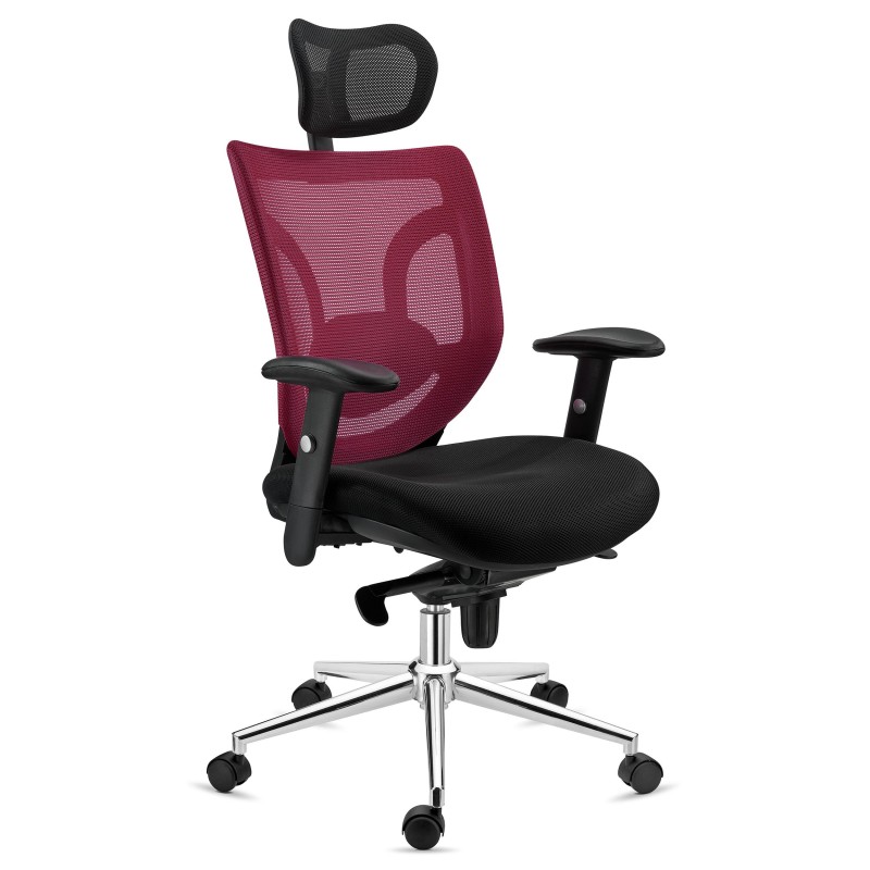 Silla de Oficina Ergonomica, LAMBO, con cabecero y soporte lumbar, en negro