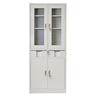 Armario archivador HALVAR 4 PUERTAS Y 2 CAJONES, gran capacidad y máxima robustez, color gris claro 2