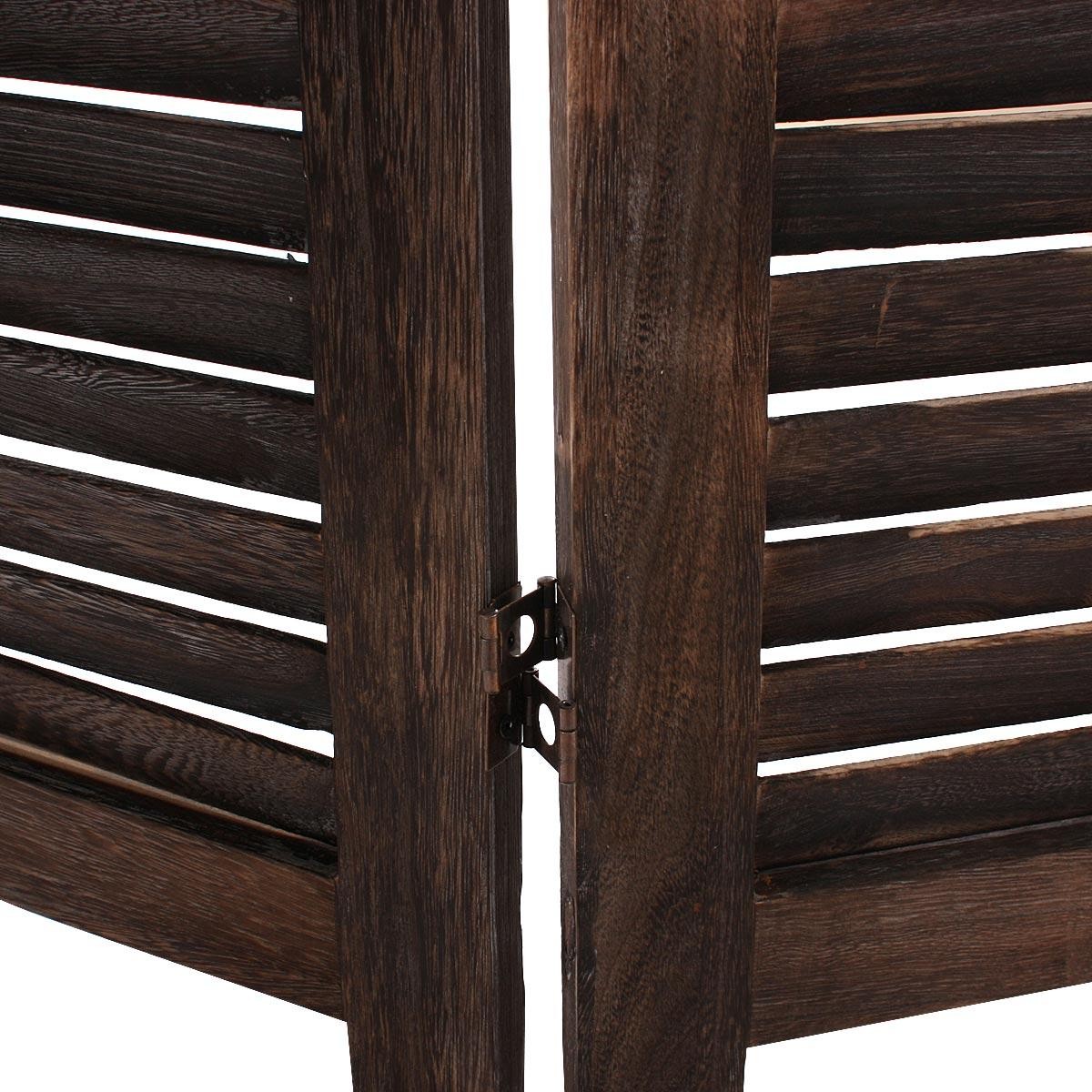 Biombo de Madera LEO, Diseño Vintage Muy Bonito, 170x228x2cm, Color Marrón