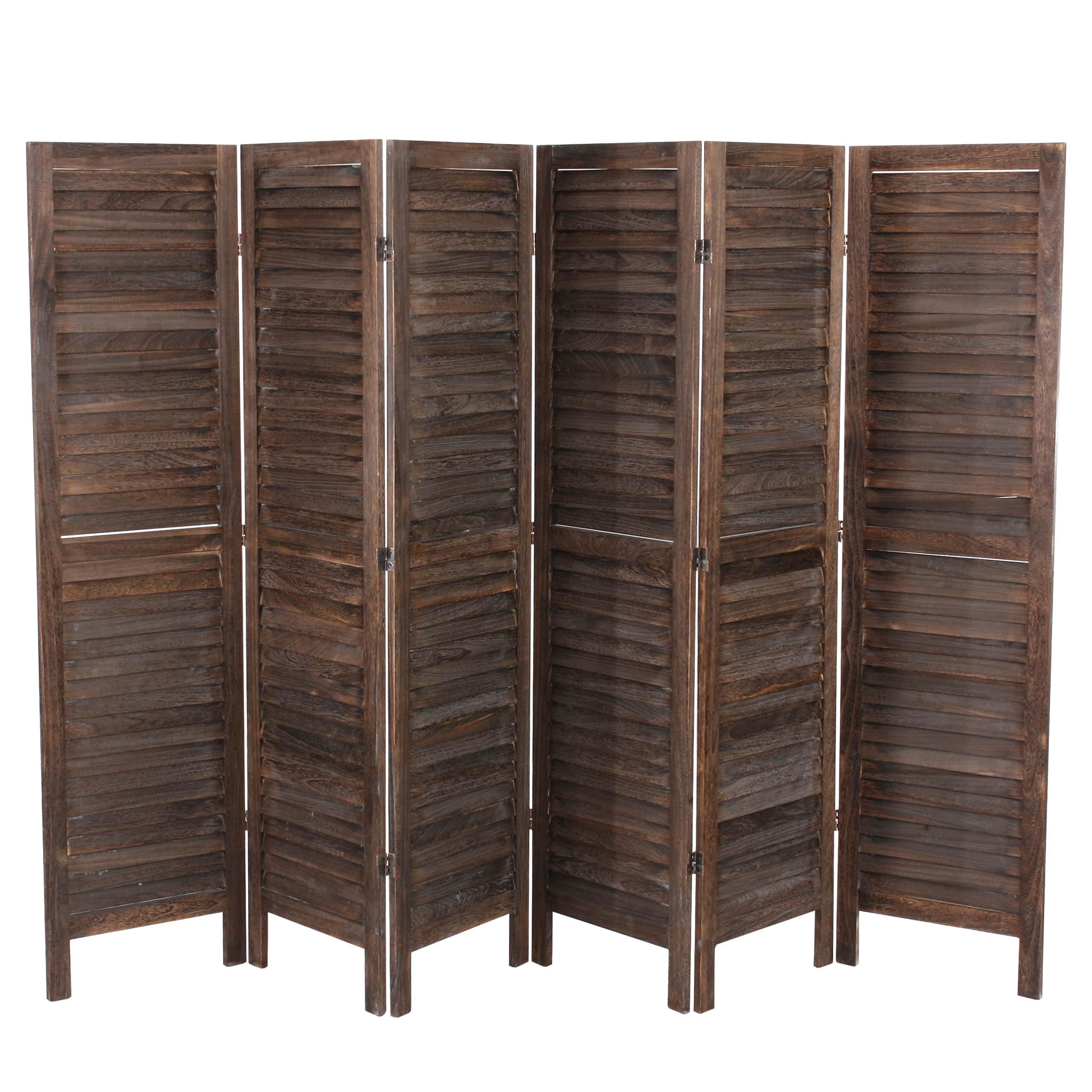 Biombo de Madera LEO, Diseño Vintage Muy Bonito, 170x276x2cm, Color Marrón