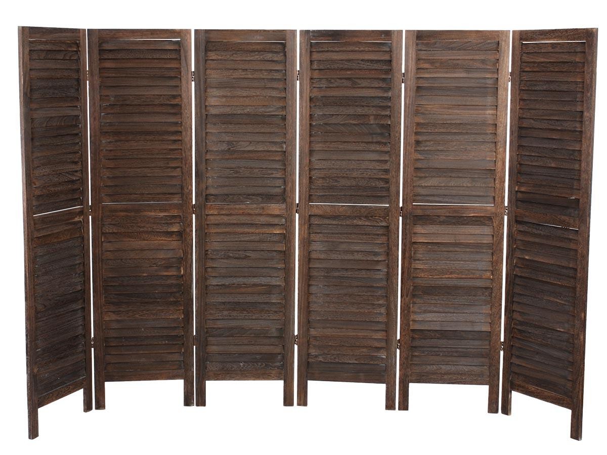 Biombo de Madera LEO, Diseño Vintage Muy Bonito, 170x276x2cm, Color Marrón