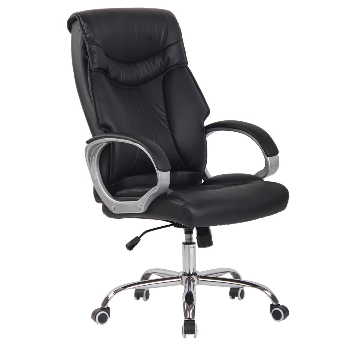 Silla de oficina KIMI, gran respaldo ergonómico con doble acolchado , en piel color Negro
